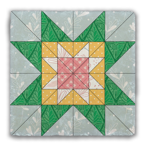 Star Quilt Tumbled Stone Coaster