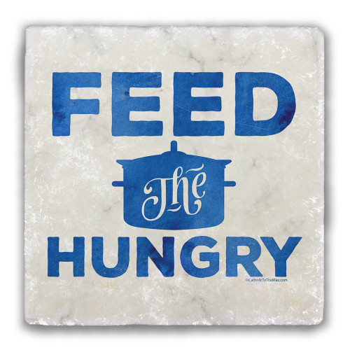 Feed the Hungry Tumbled Stone Coaster