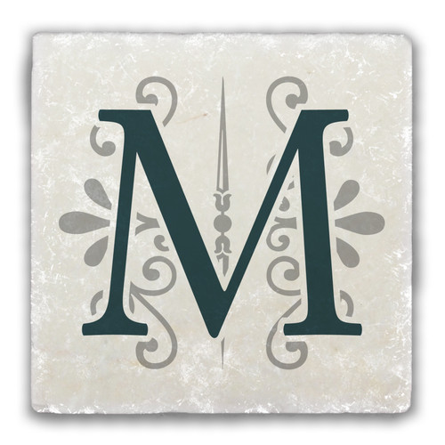 "M" Alphabet 2 Tumbled Stone Coaster