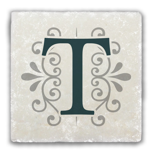 "T" Alphabet 2 Tumbled Stone Coaster
