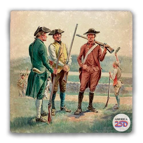 Massachusetts Militia Tumbled Stone Coaster