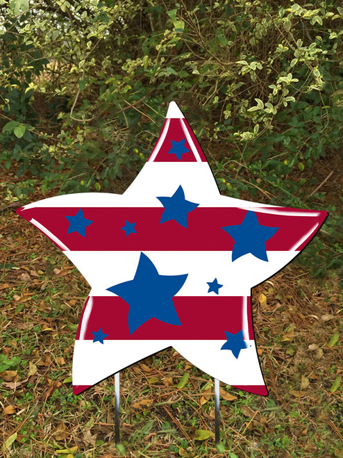 Striped Star Outdoor Metal Decor