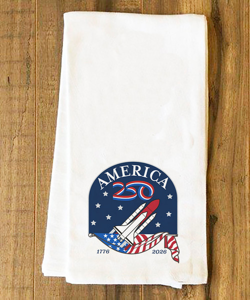America250™ Rocket Ship Tea Towel