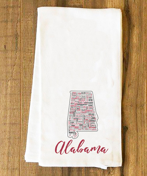 Alabama State Cities Tea Towel