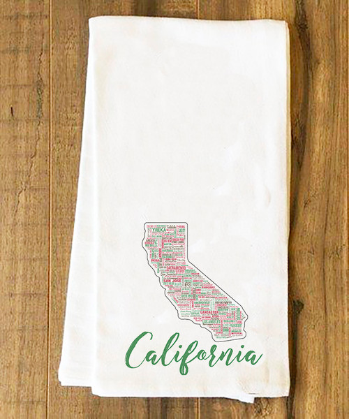 California State Cities Tea Towel
