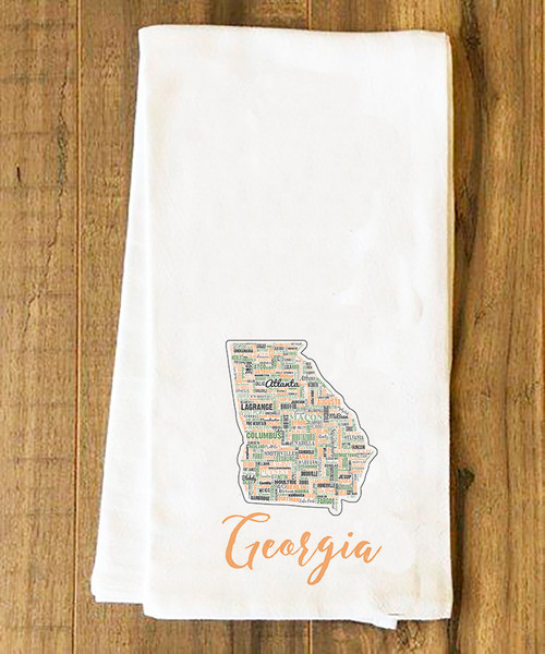 Georgia State Cities Tea Towel