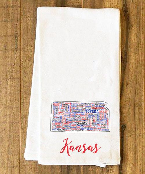 Kansas State Cities Tea Towel