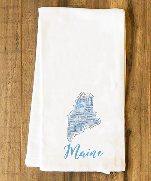 Maine State Cities Tea Towel