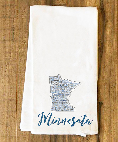 Minnesota State Cities Tea Towel