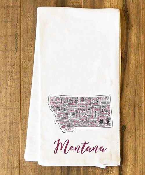 Montana State Cities Tea Towel