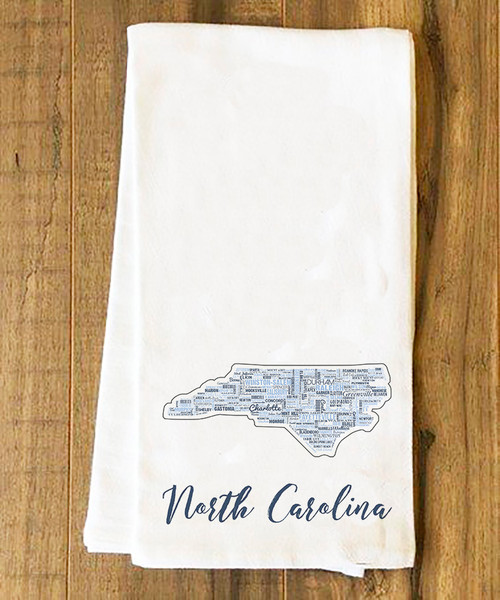 North Carolina State Cities Tea Towel