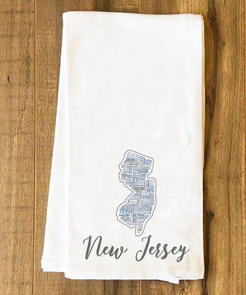New Jersey State Cities Tea Towel