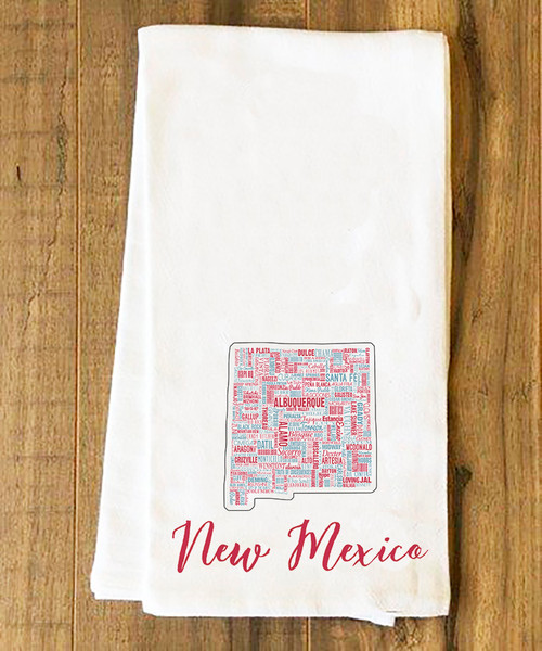 New Mexico State Cities Tea Towel