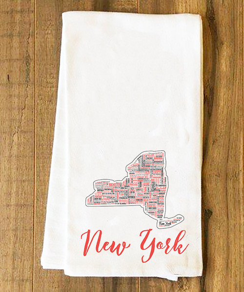 New York State Cities Tea Towel