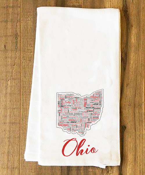 Ohio State Cities Tea Towel