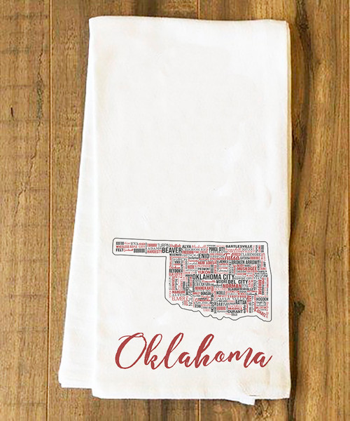 Oklahoma State Cities Tea Towel
