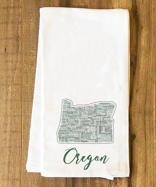 Oregon State Cities Tea Towel