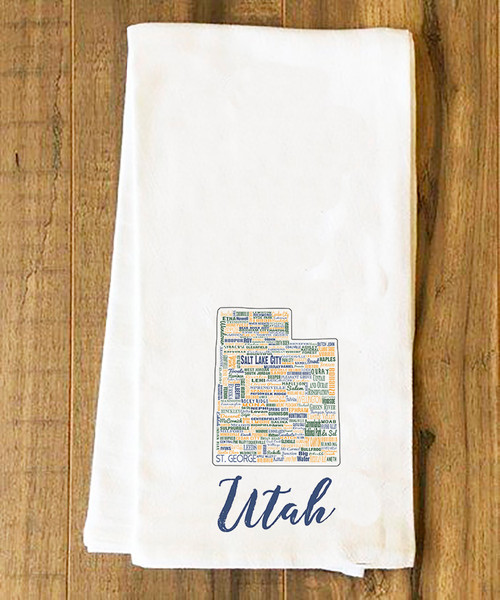 Utah State Cities Tea Towel