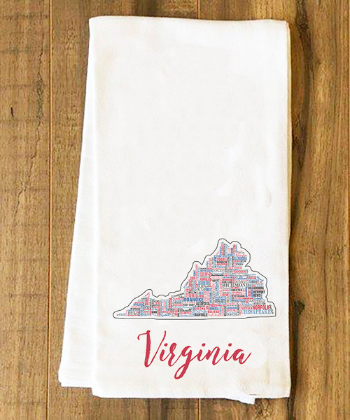 Virginia State Cities Tea Towel