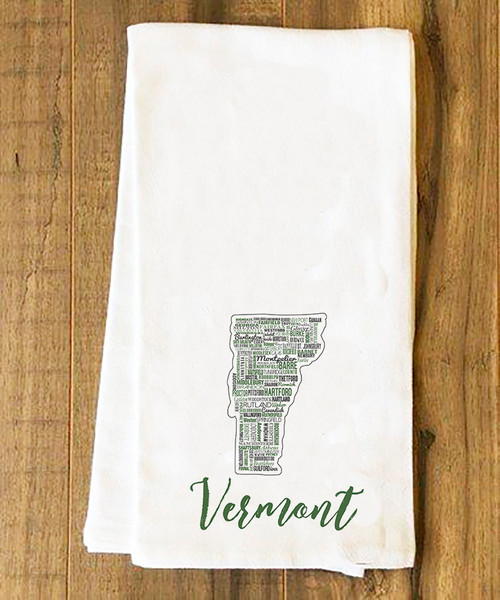 Vermont State Cities Tea Towel