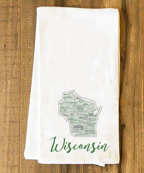 Wisconsin State Cities Tea Towel