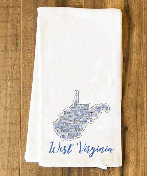 West Virginia State Cities Tea Towel