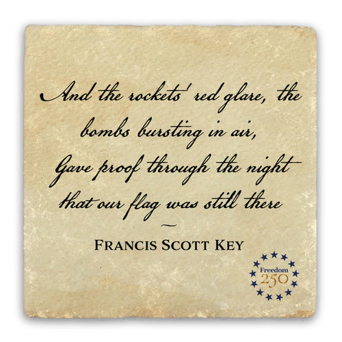 "Our Flag Was Still There" Freedom 250 Quote Tumbled Stone Coaster