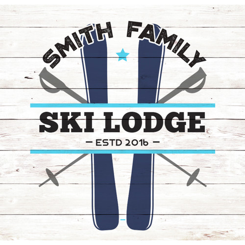 "Family Ski Lodge" Customizable Sticker