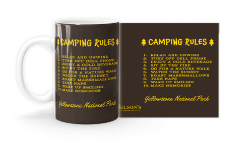 "Camping Rules" Yellow Customizable Mug