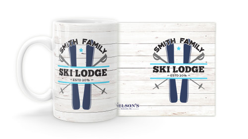 "Family Ski Lodge" Customizable Mug