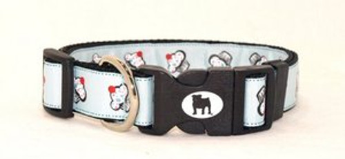 Collars are made with contoured snap lock buckle and heavy duty hardware on 1" wide webbing.All collars have a matching harness and leash to complete the look. Gently hand wash and air dry. Hand made in the USA.