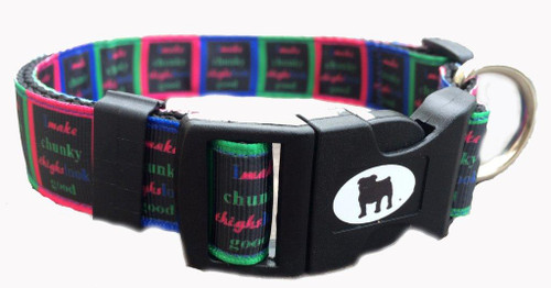 Collars are made with contoured snap lock buckle and heavy duty hardware on 1" wide webbing.All collars have a matching harness and leash to complete the look. Gently hand wash and air dry. Hand made in the USA.