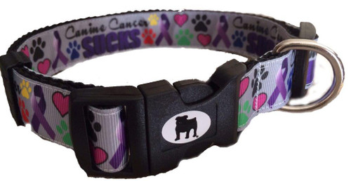 Collars are made with contoured snap lock buckle and heavy duty hardware on 1" wide webbing.All collars have a matching harness and leash to complete the look. Gently hand wash and air dry. Hand made in the USA.