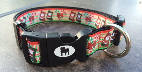 Collars are made with contoured snap lock buckle and heavy duty hardware on 1" wide webbing.All collars have a matching harness and leash to complete the look. Gently hand wash and air dry. Hand made in the USA.