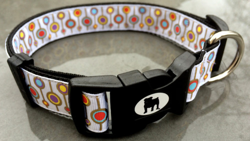 Collars are made with contoured snap lock buckle and heavy duty hardware on 1" wide webbing.All collars have a matching harness and leash to complete the look. Gently hand wash and air dry. Hand made in the USA.