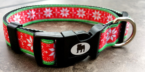 Collars are made with contoured snap lock buckle and heavy duty hardware on 1" wide webbing.All collars have a matching harness and leash to complete the look. Gently hand wash and air dry. Hand made in the USA.