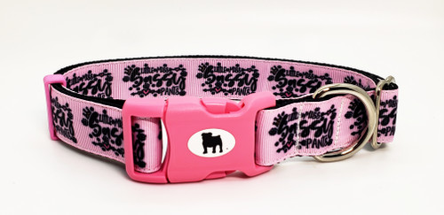 A Bulldog's World! All items are made with 1" wide heavy polypropylene webbing. All hardware is high grade and heavy duty. Gently hand wash and air dry. Hand made in the USA.
 This pattern is available in Collars leashes and harnesses, key fobs, lanyards. On this page