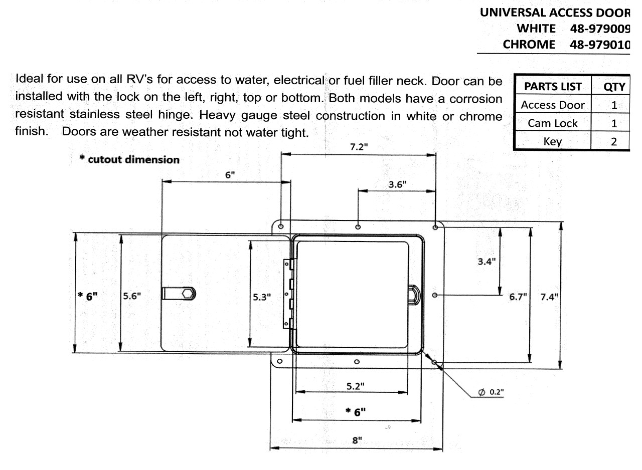Universal Fuel Fill Doors Locking Gas Filler Neck Service Body Doors