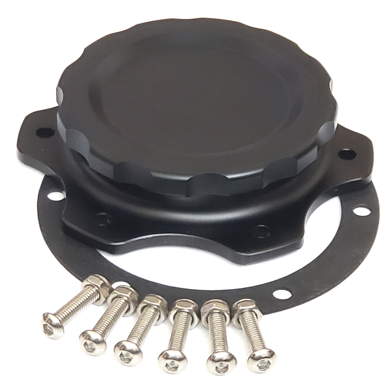 Billet Aluminum Easy Fill Fuel Cell Gas Cap With 12 Hole Cell Bung Silver 3/" ID