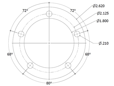 5 Hole Fuel Level Sender Weld In Mounting Plate Steel or Stainless