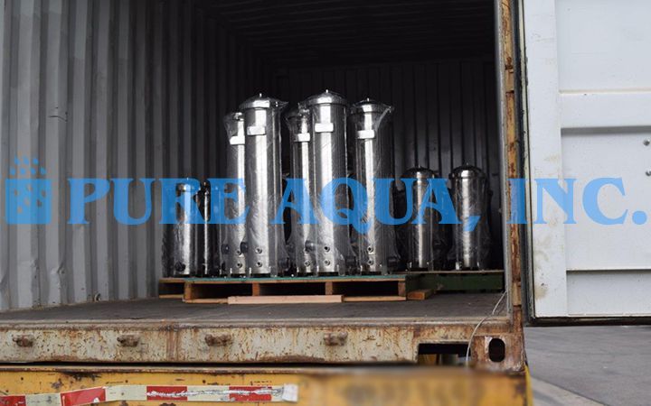 Filtragem por OR com Cartucho de Armazenamento em Aço Inoxidável 10 x 72,000 e 10 x 60,000 GPD - Kuwait