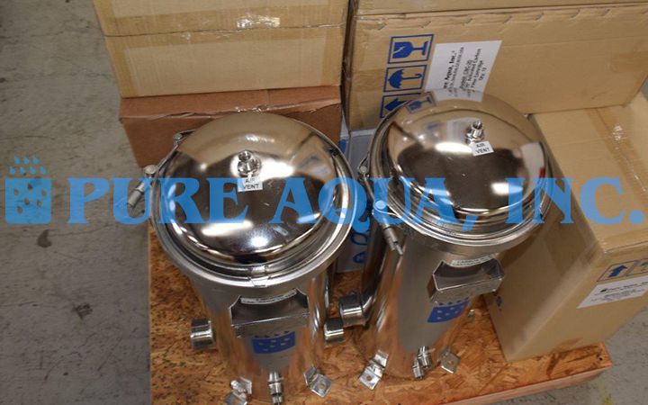 Filtragem por Osmose Reversa com Cartucho de Armazenamento em Aço Inoxidável 10 x 100,000 GPD - Peru