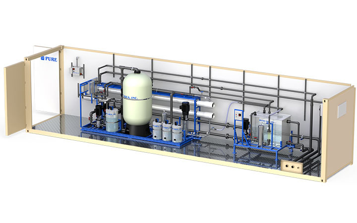 Sistema de Osmose Reversa de Tratamento de Água em Contentor 66,000 GPD - Líbia