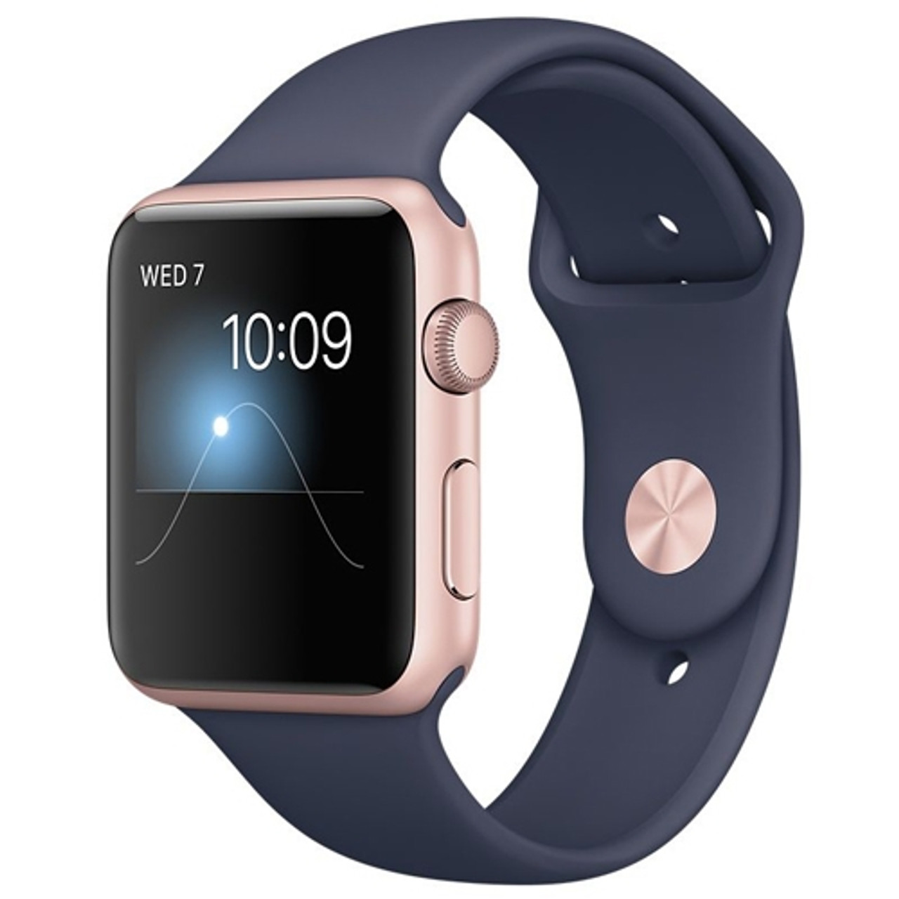 APPLE MNNM2 Watch 42mm Rose Gold Aluminum Case with Midnight Blue Sport Band