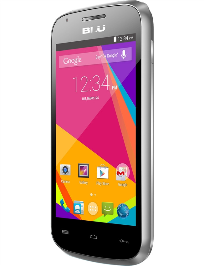 BRAND NEW BLU DASH JR 4.0k D143K SILVER DUAL-SIM CELL PHONE