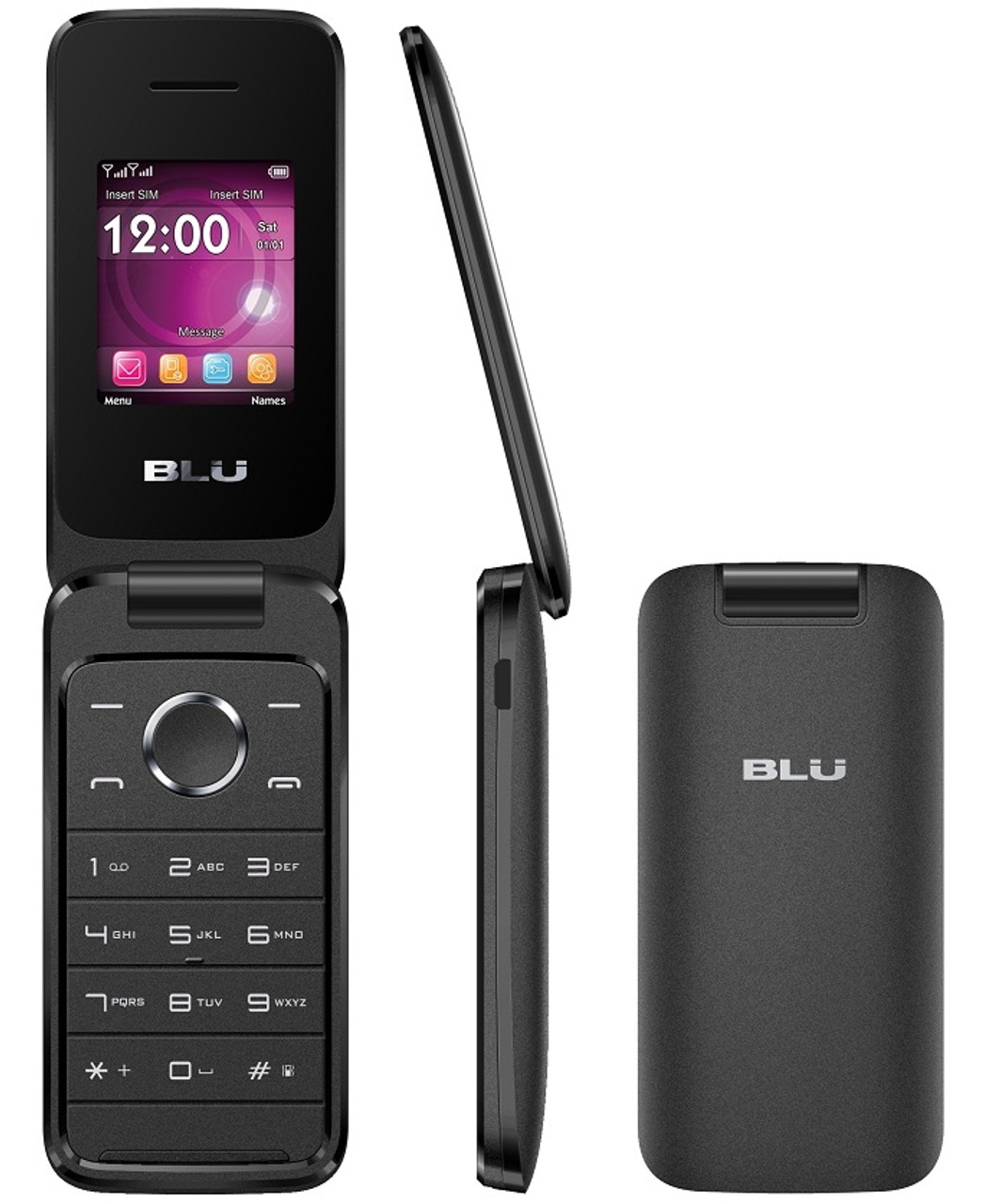 BRAND NEW BLU DIVA FLEX T370x BLACK QUAD-BAND