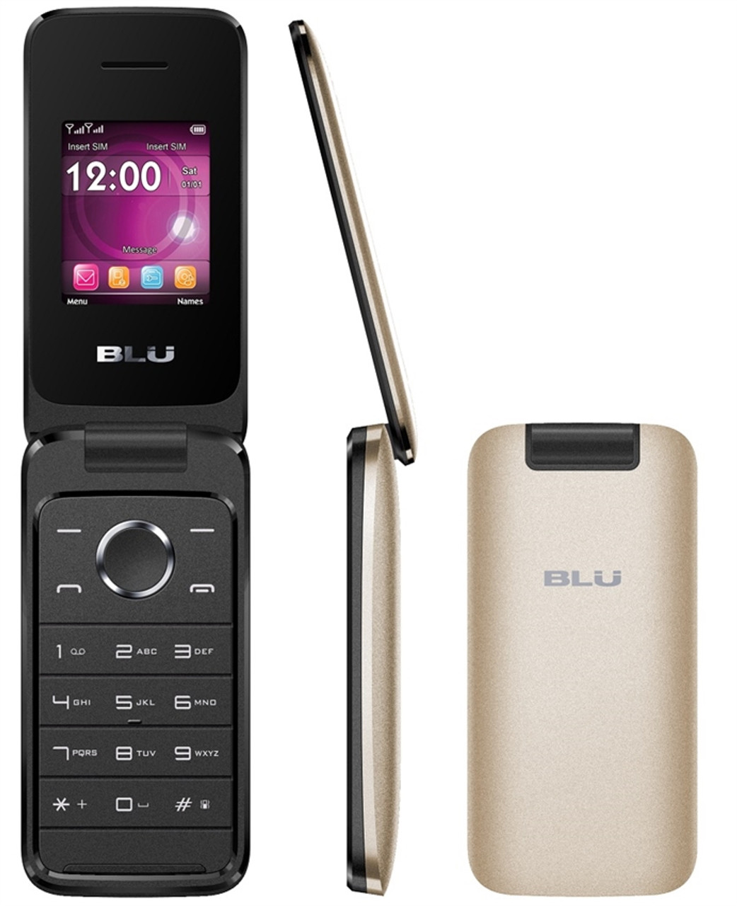 BRAND NEW BLU DIVA FLEX T370x GOLD QUAD-BAND