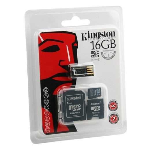 KINGSTON MOBILITY KIT 16 GB MICROSDHC FLASH MEMORY CARD SD MINISD ADAPTERS & USB READER WHOLESALE   RETAIL PACKAGE
