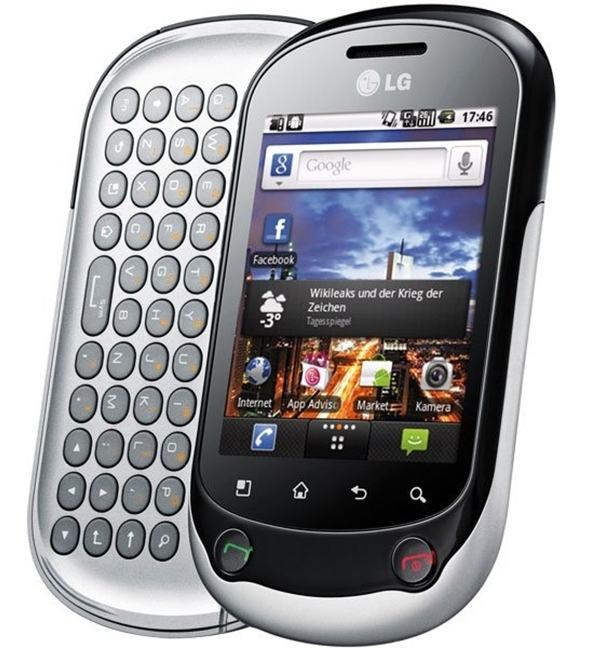 LG OPTIMUS CHAT C555 3G WI-FI 3-MEGAPIXEL ANDROID QWERTY KEYBOARD TOUCHSCREEN SMARTPHONE GSM UNLOCKED WHOLESALE CELL PHONES - FACTORY REFURBISHED