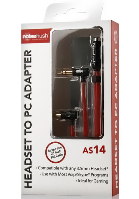BRAND NEW NOISEHUSH AS14 3.5mm HEADSET TO PC ADAPTER